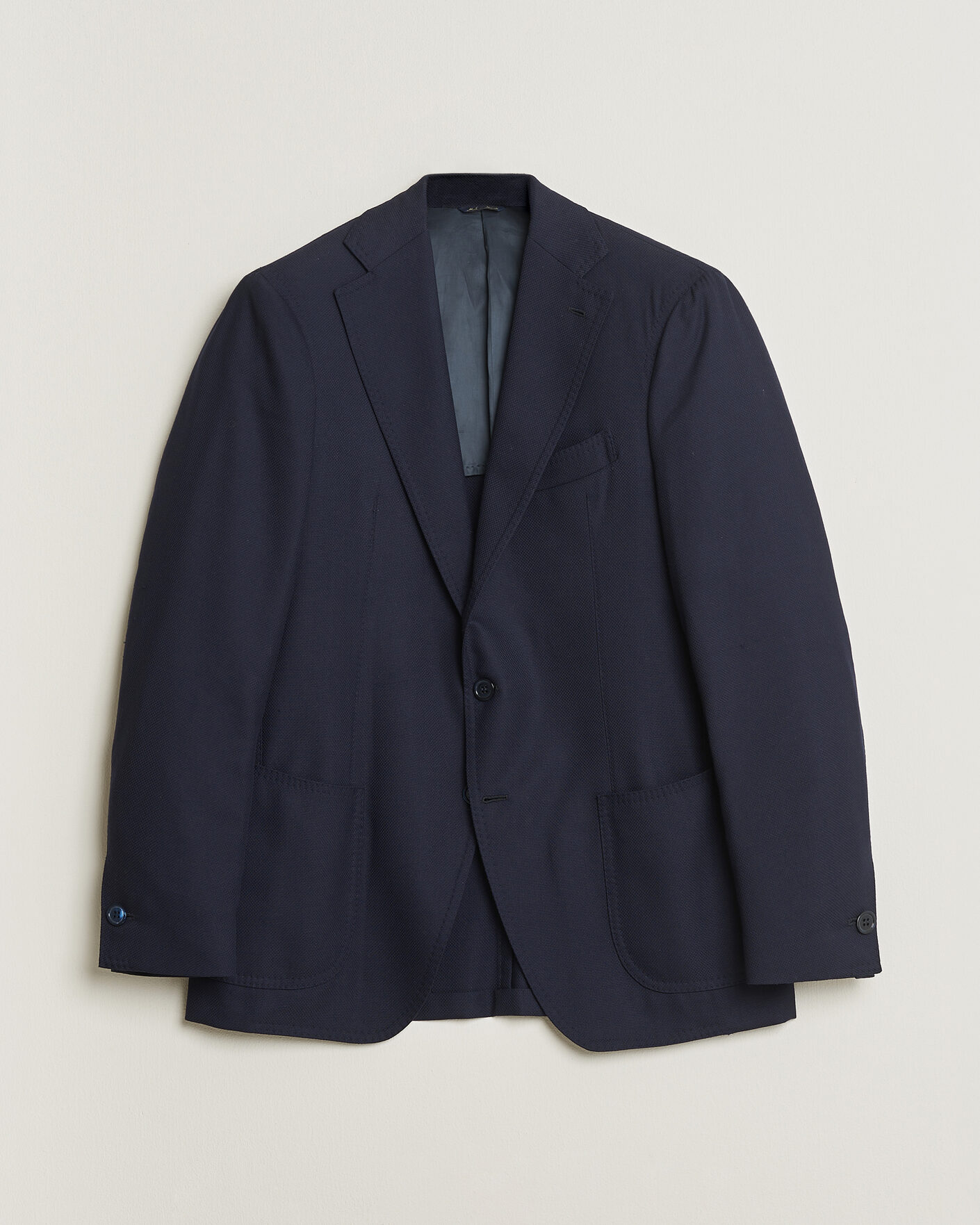 Heren | Pre-owned Blazers | Pre-owned | Gabo Napoli Navy Hopsack Wool Blazer 50