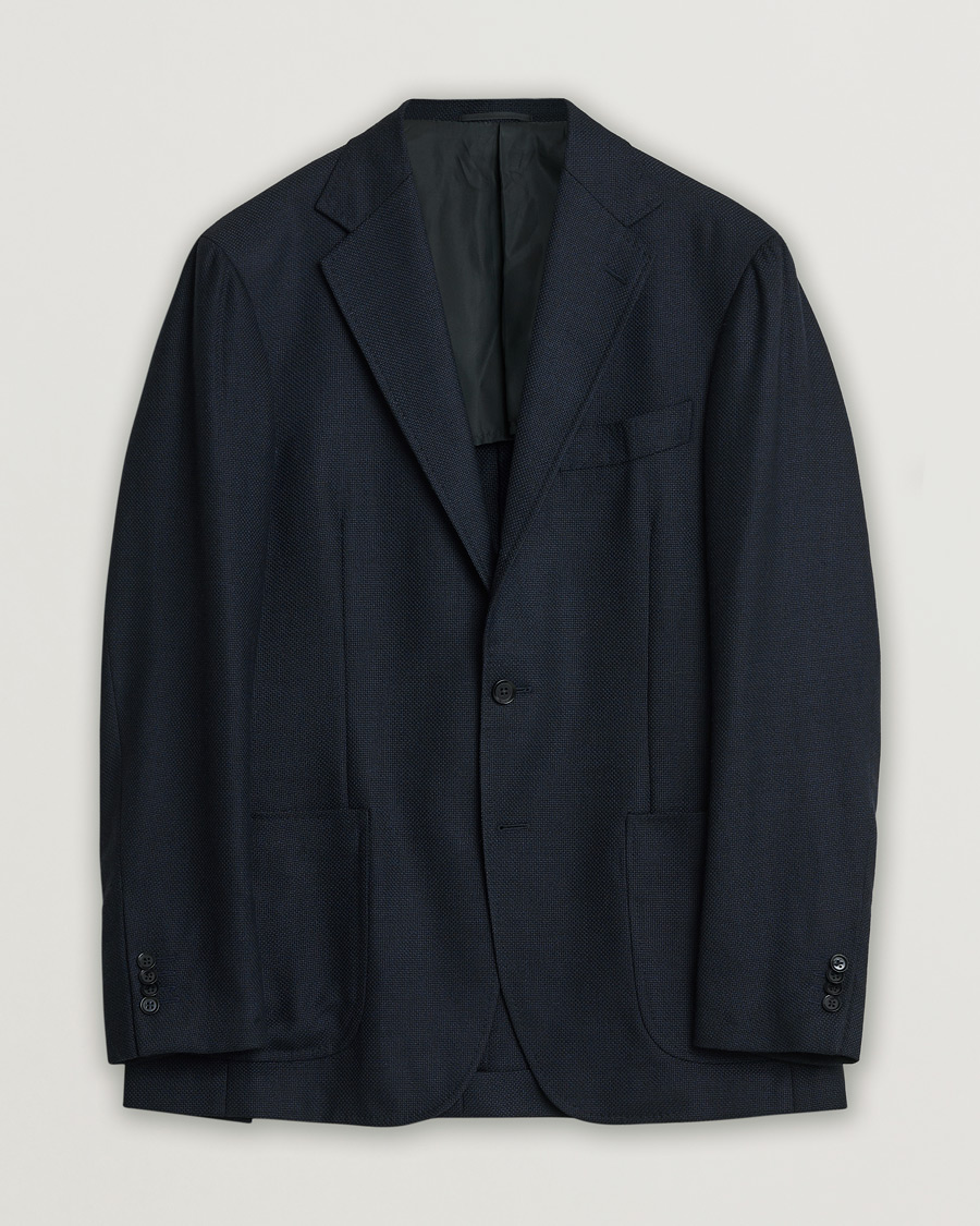 Heren | Pre-owned Blazers | Pre-owned | Ring Jacket Four Season Wool Balloon Blazer Navy 52