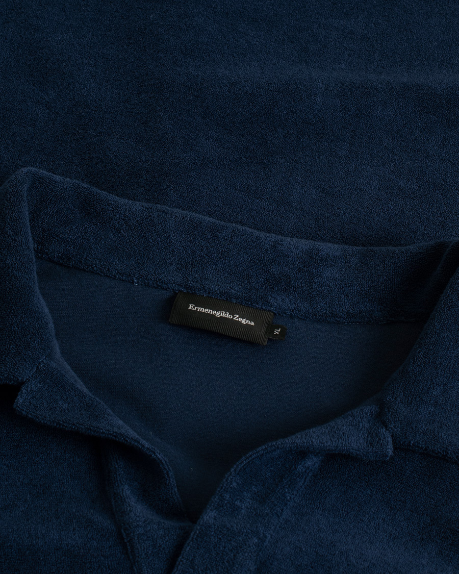 Heren | Polo's | Pre-owned | Ermenegildo Zegna Short Sleeve Terry Piquet Navy XL