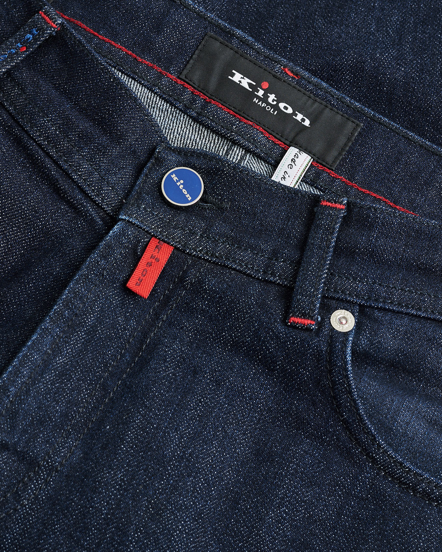 Heren | Pre-owned Jeans | Pre-owned | Kiton Slim Fit Stretch Jeans Dark Blue Wash W32