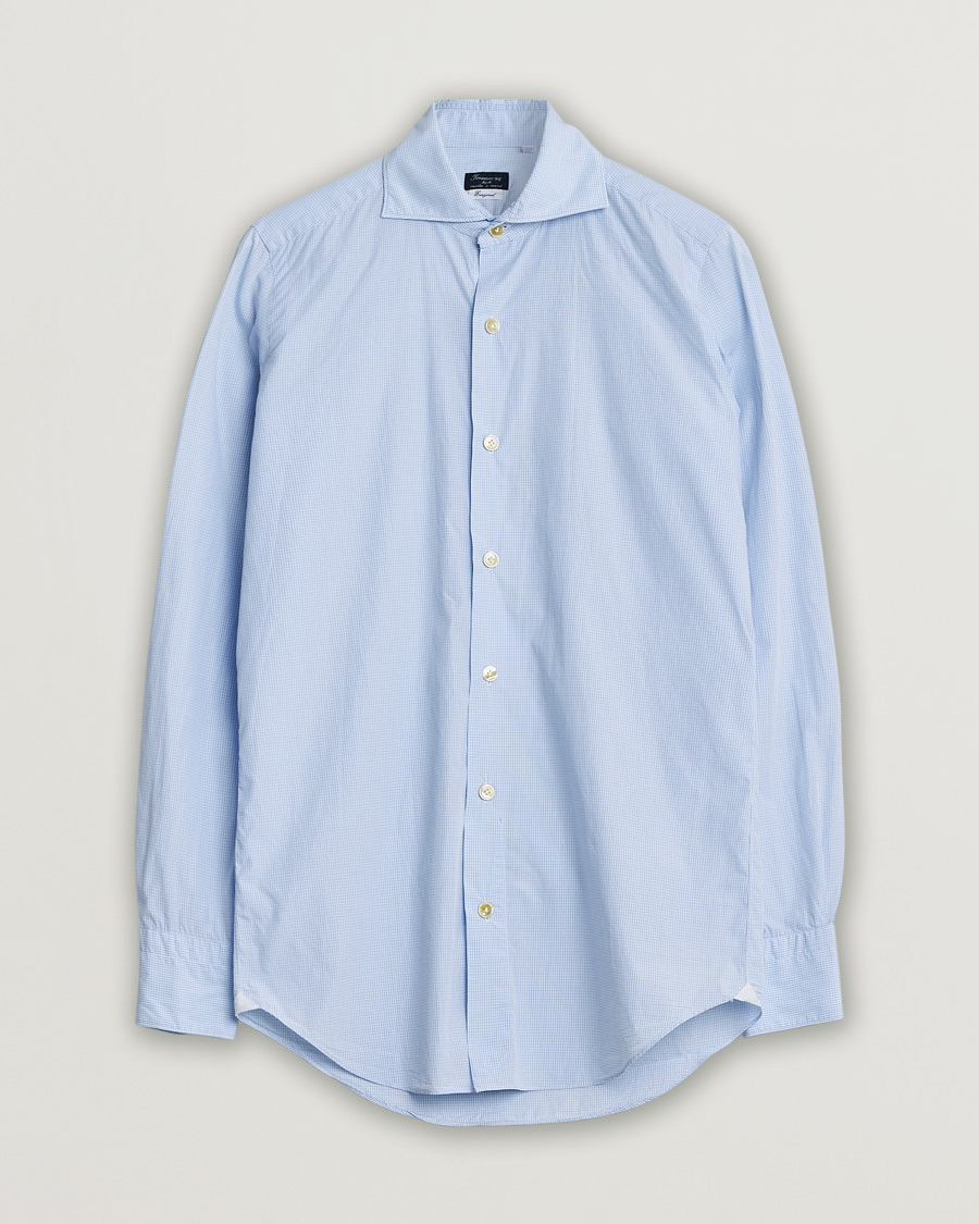 Heren | Pre-owned Overhemden | Pre-owned | Finamore Napoli Milano Slim Washed Dress Shirt Blue Check