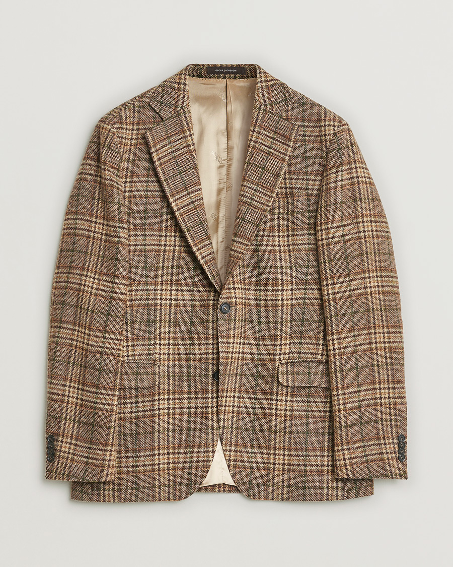 Heren | Blazers | Pre-owned | Oscar Jacobson Fogerty Soft Checked Wool Blazer Brown