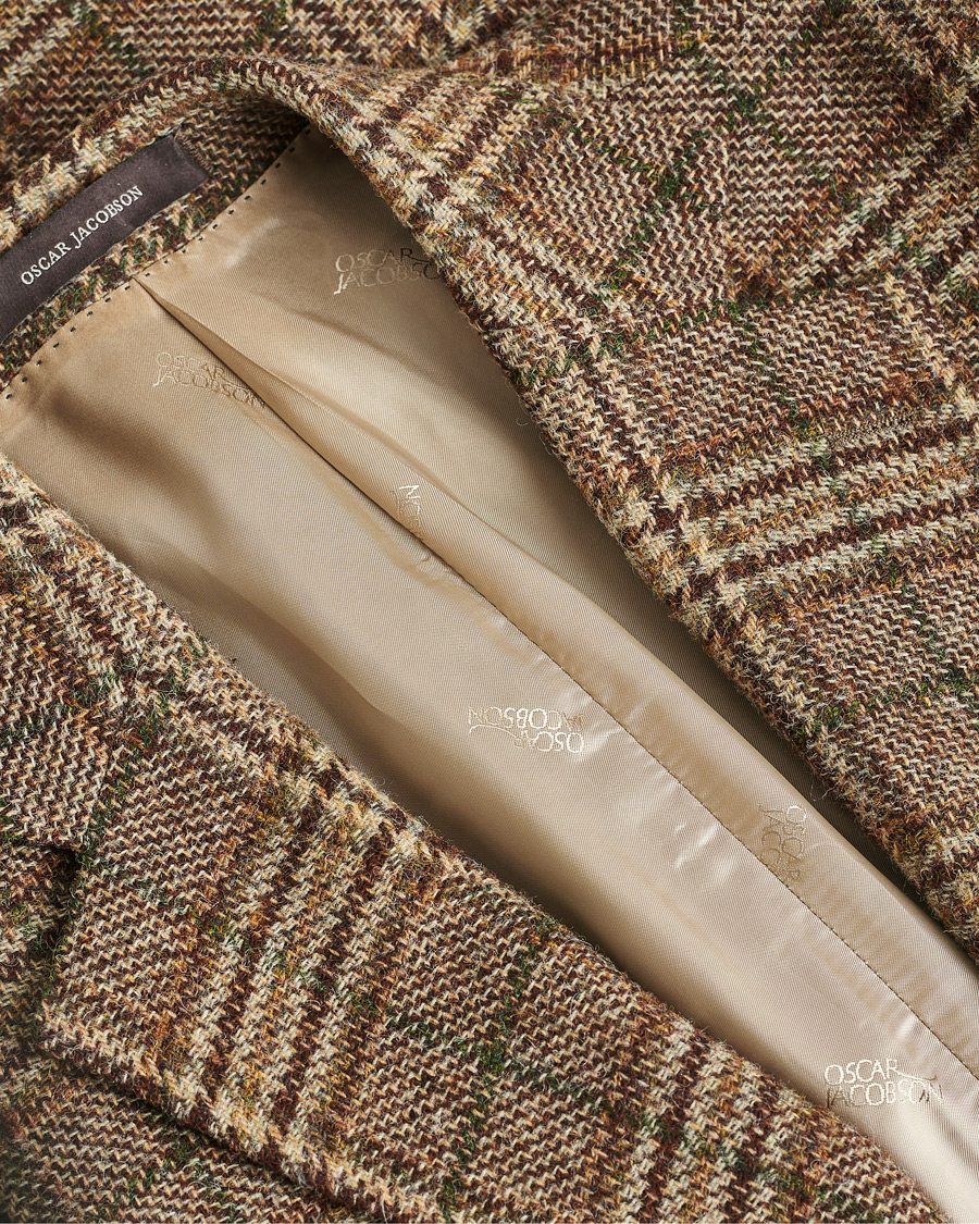 Heren | Blazers | Pre-owned | Oscar Jacobson Fogerty Soft Checked Wool Blazer Brown