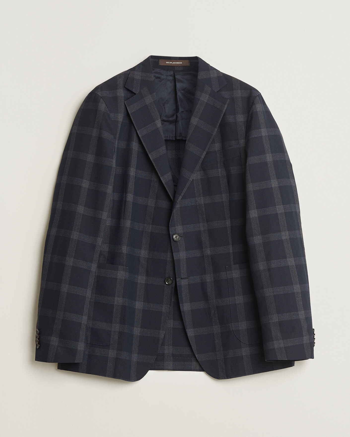 Heren | Pre-owned Blazers | Pre-owned | Oscar Jacobson Epic Checked Wool Blazer Blue 52