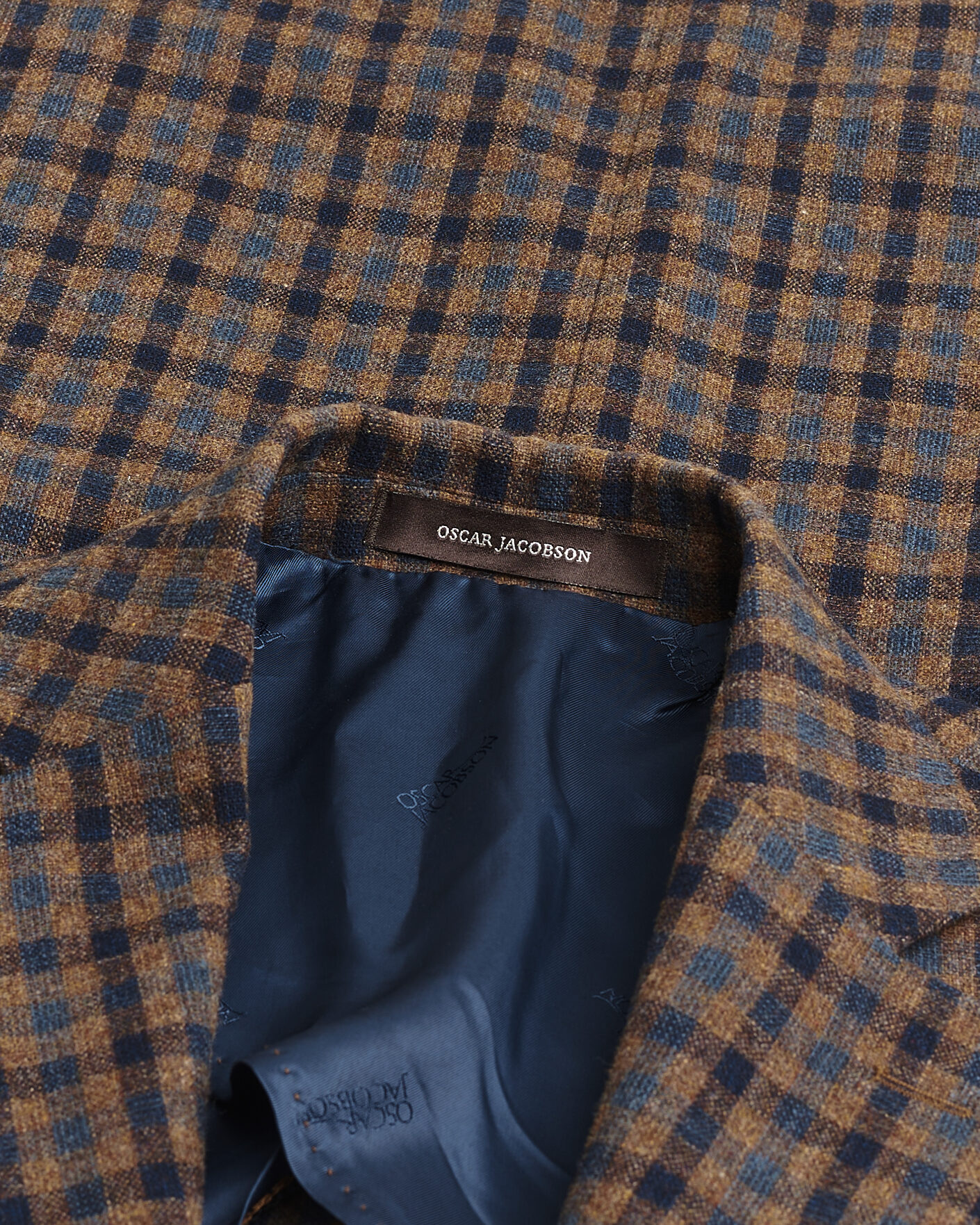 Heren | Pre-owned Blazers | Pre-owned | Oscar Jacobson Egel Checked Wool Blazer Brown 50
