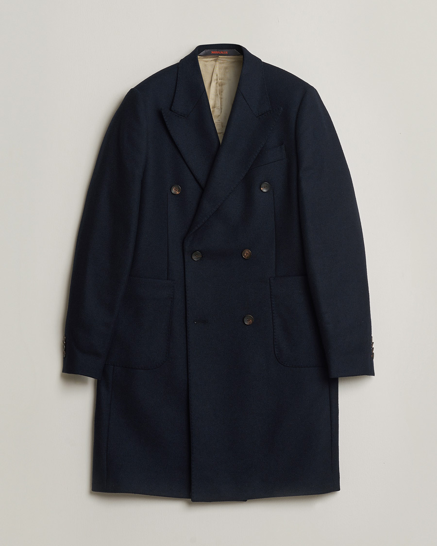 Heren | Pre-owned Jassen | Pre-owned | Morris Double Breasted Wool Coat Navy 48