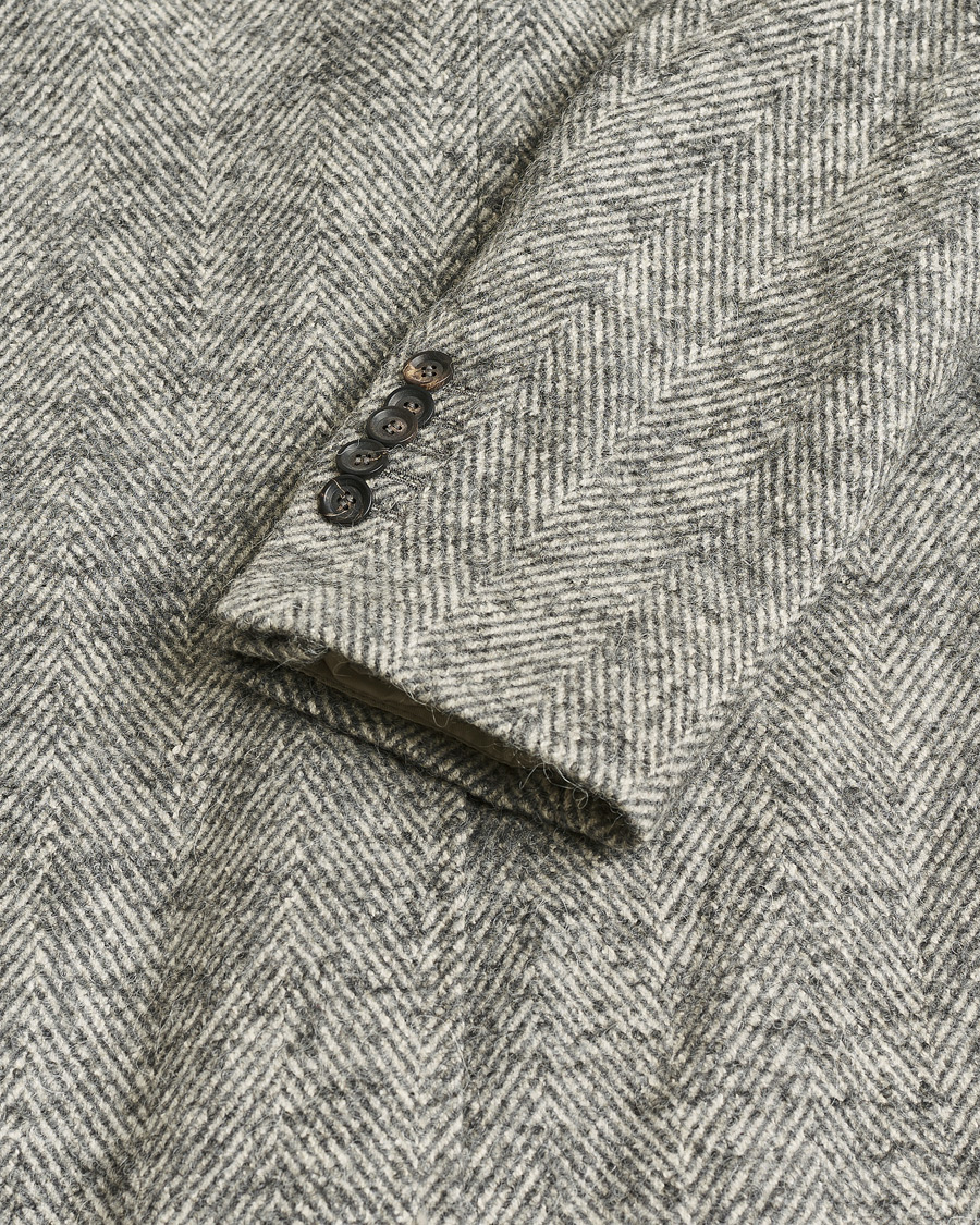 Heren | Pre-owned Jassen | Pre-owned | Morris Double Breasted Herringbone Wool Coat Grey 52