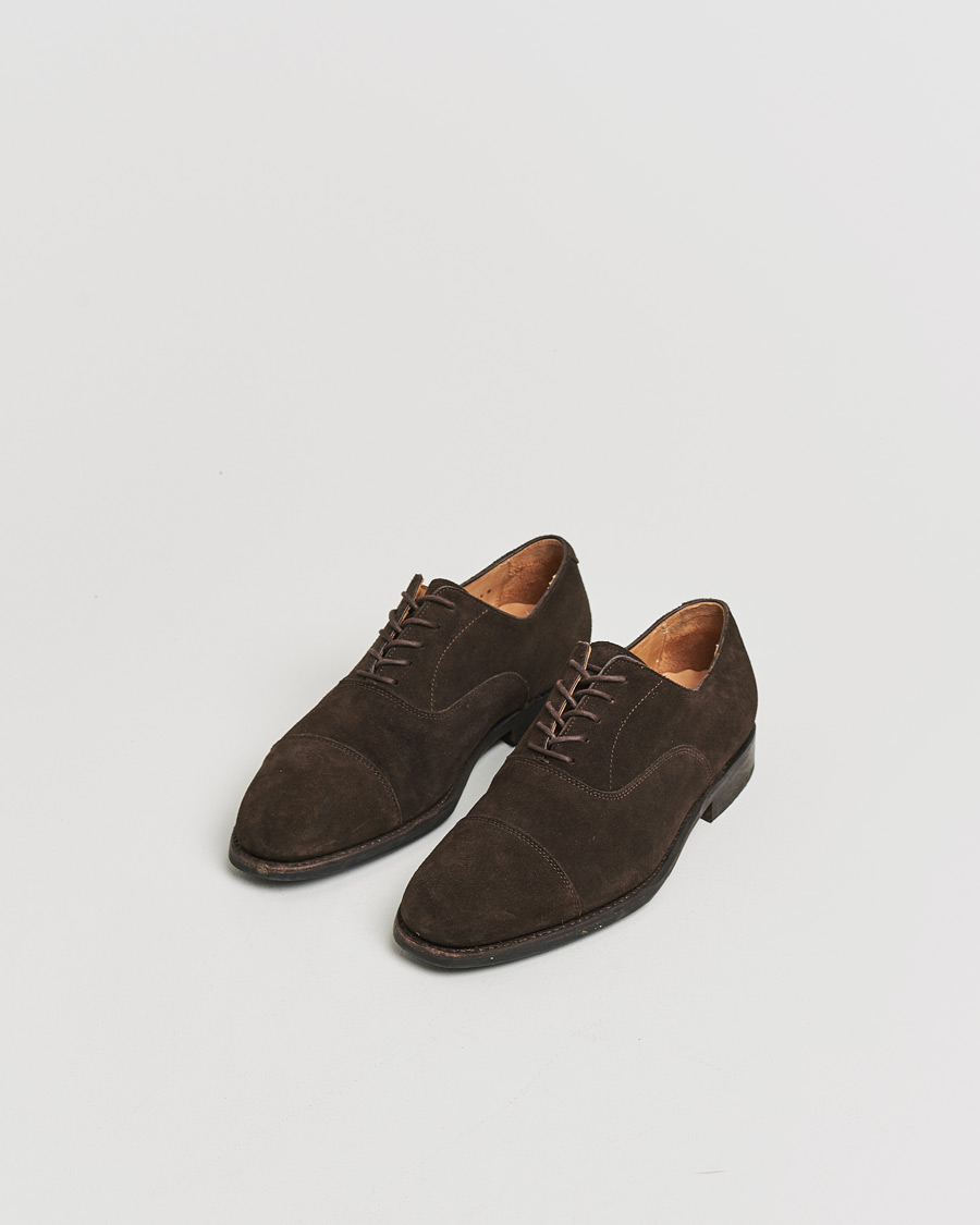 Heren | Pre-owned Goodyear genaaide schoenen | Pre-owned | Myrqvist Äppelviken Oxford Dark Brown Suede UK6 - EU40