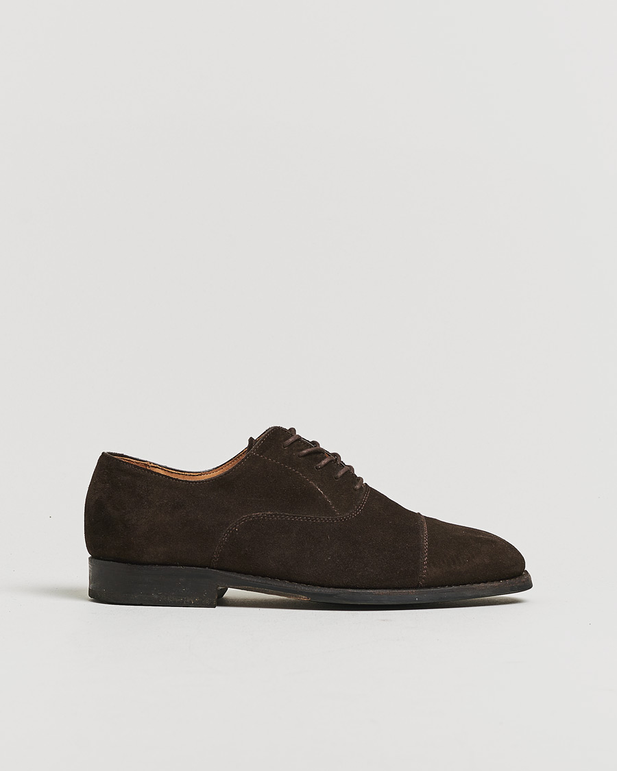 Heren | Pre-owned Goodyear genaaide schoenen | Pre-owned | Myrqvist Äppelviken Oxford Dark Brown Suede UK6 - EU40