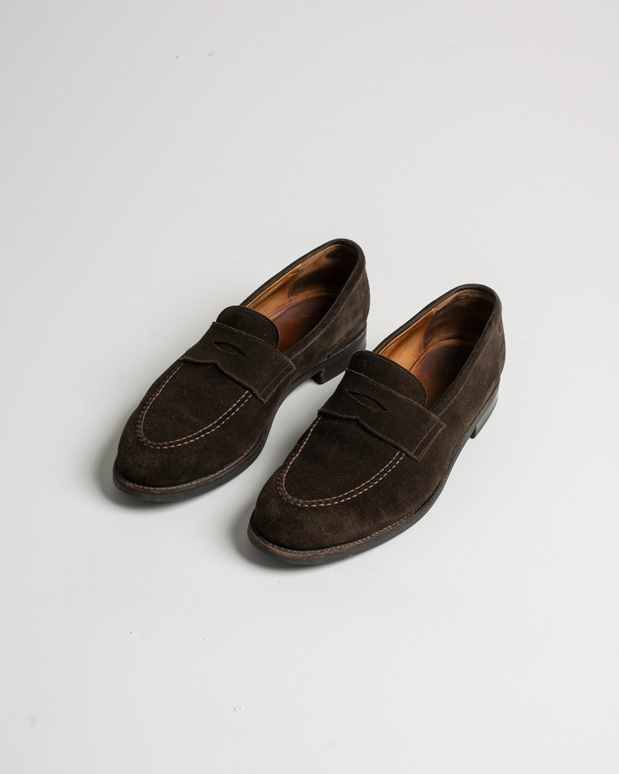 Heren | Morjas Penny Loafer Dark Brown Suede UK9 - EU43 | Pre-owned | Morjas Penny Loafer Dark Brown Suede UK9 - EU43