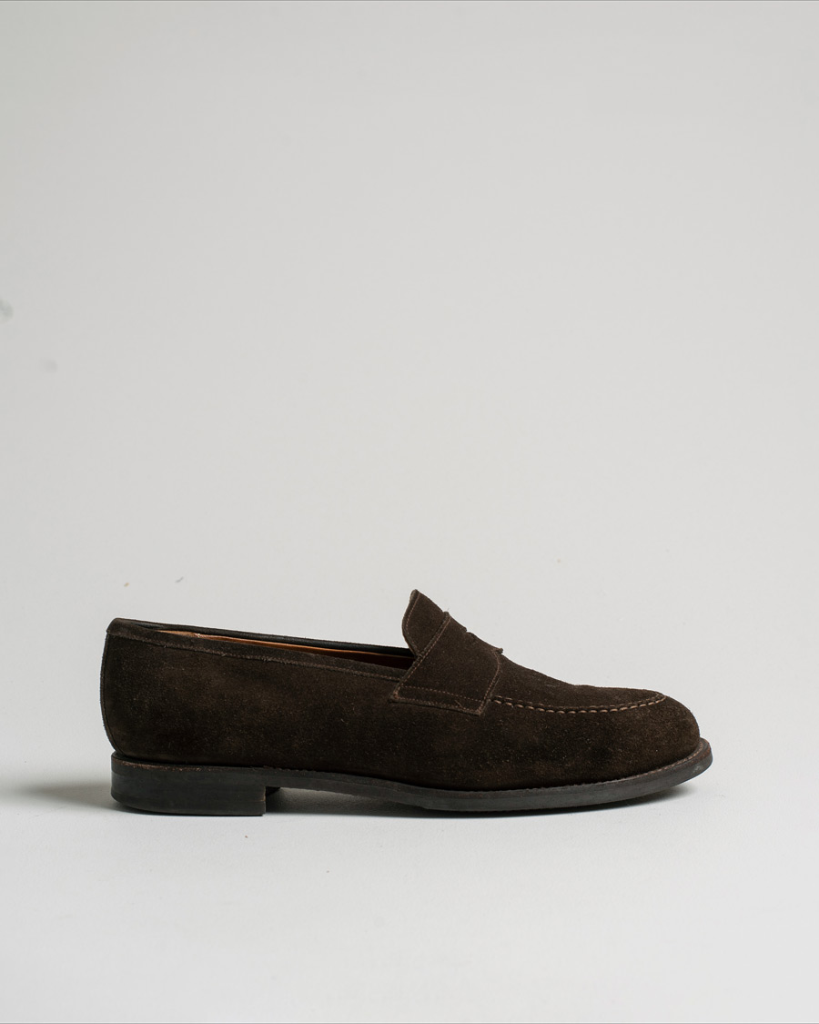 Heren | Morjas Penny Loafer Dark Brown Suede UK9 - EU43 | Pre-owned | Morjas Penny Loafer Dark Brown Suede UK9 - EU43