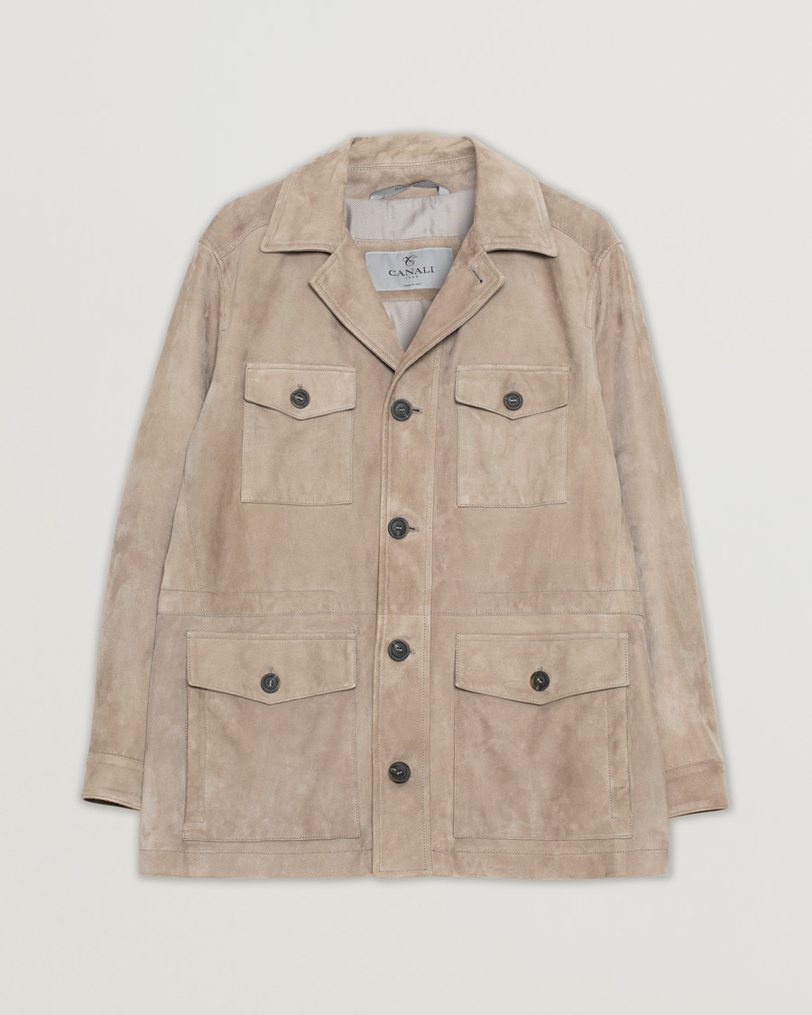 Heren | Jassen | Pre-owned | Canali Suede Safari Jacket Beige 50
