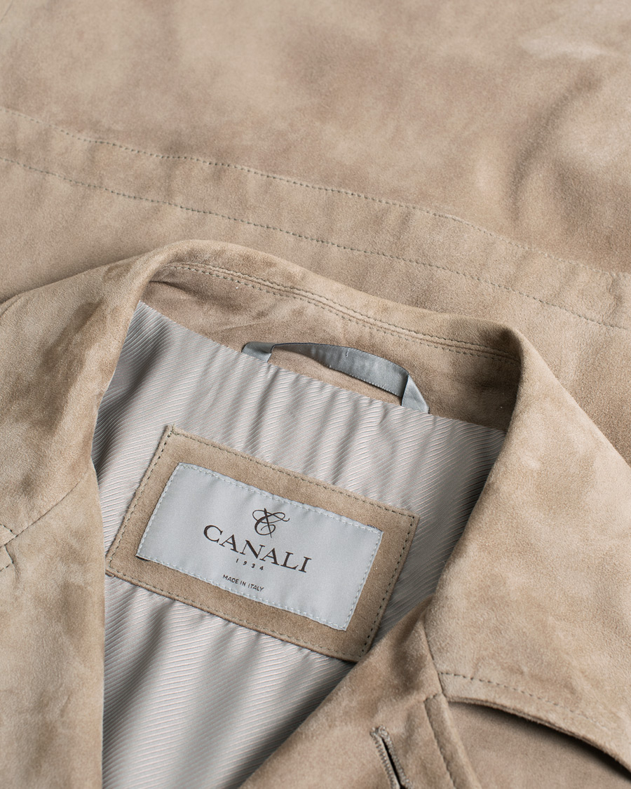 Heren | Jassen | Pre-owned | Canali Suede Safari Jacket Beige 50
