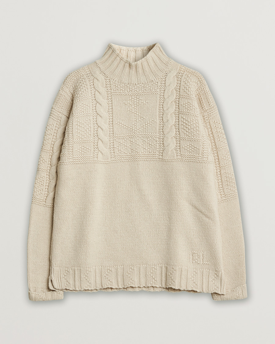 Heren | Polo Ralph Lauren Wool Knitted Aran Rollneck Cream | Pre-owned | Polo Ralph Lauren Wool Knitted Aran Rollneck Cream