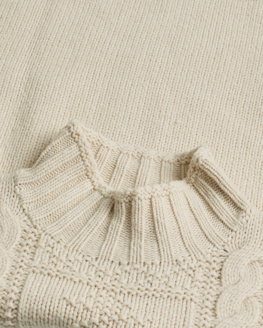 Heren | Polo Ralph Lauren Wool Knitted Aran Rollneck Cream | Pre-owned | Polo Ralph Lauren Wool Knitted Aran Rollneck Cream
