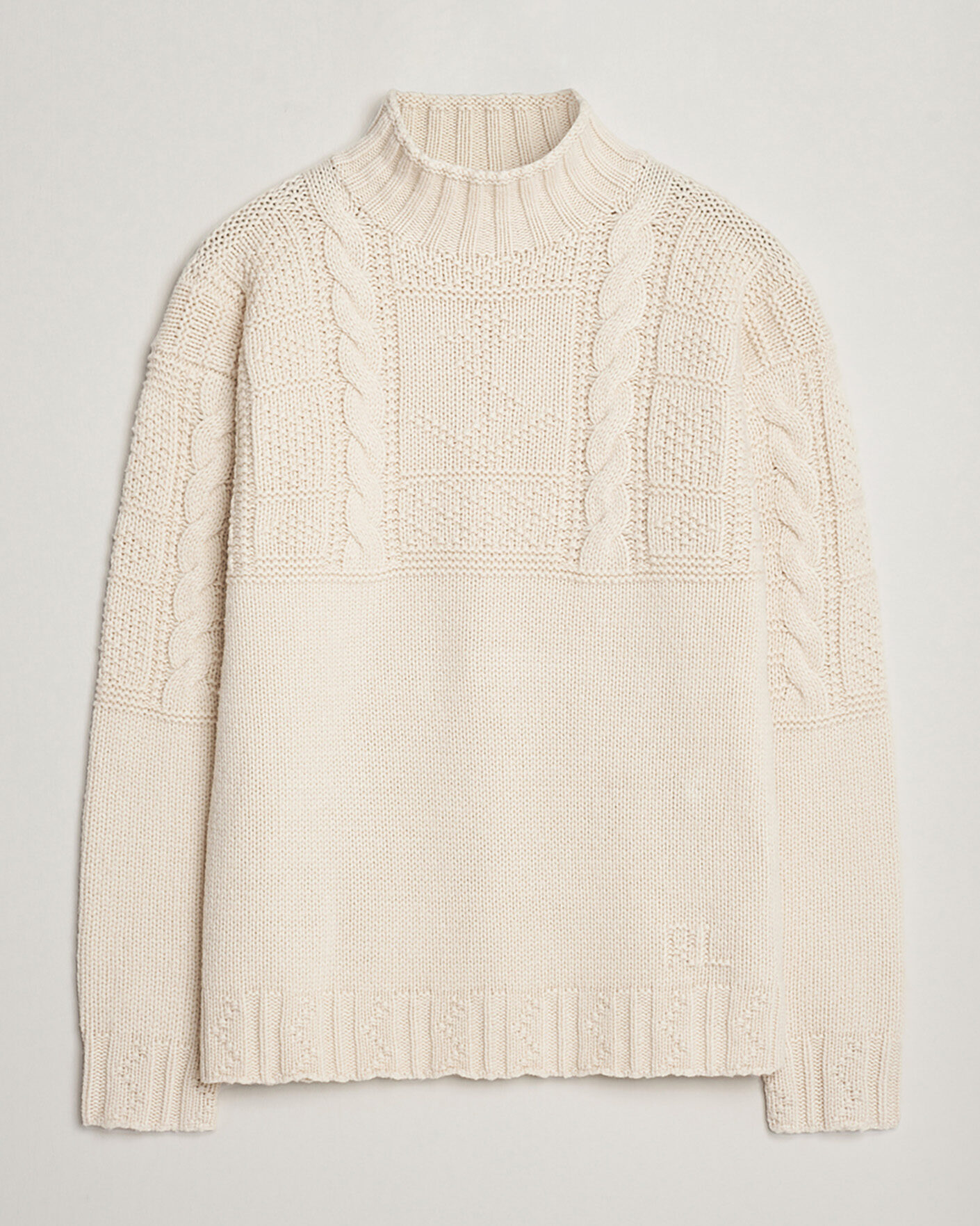 Heren | Pre-owned Truien | Pre-owned | Polo Ralph Lauren Wool Knitted Aran Rollneck Cream M