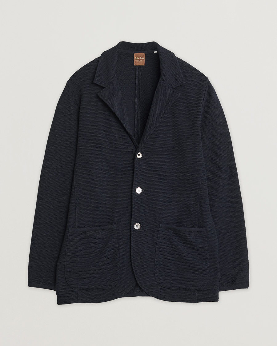 Heren | Stenströms Merino Wool Texture Knitted Blazer Navy L | Pre-owned | Stenströms Merino Wool Texture Knitted Blazer Navy L
