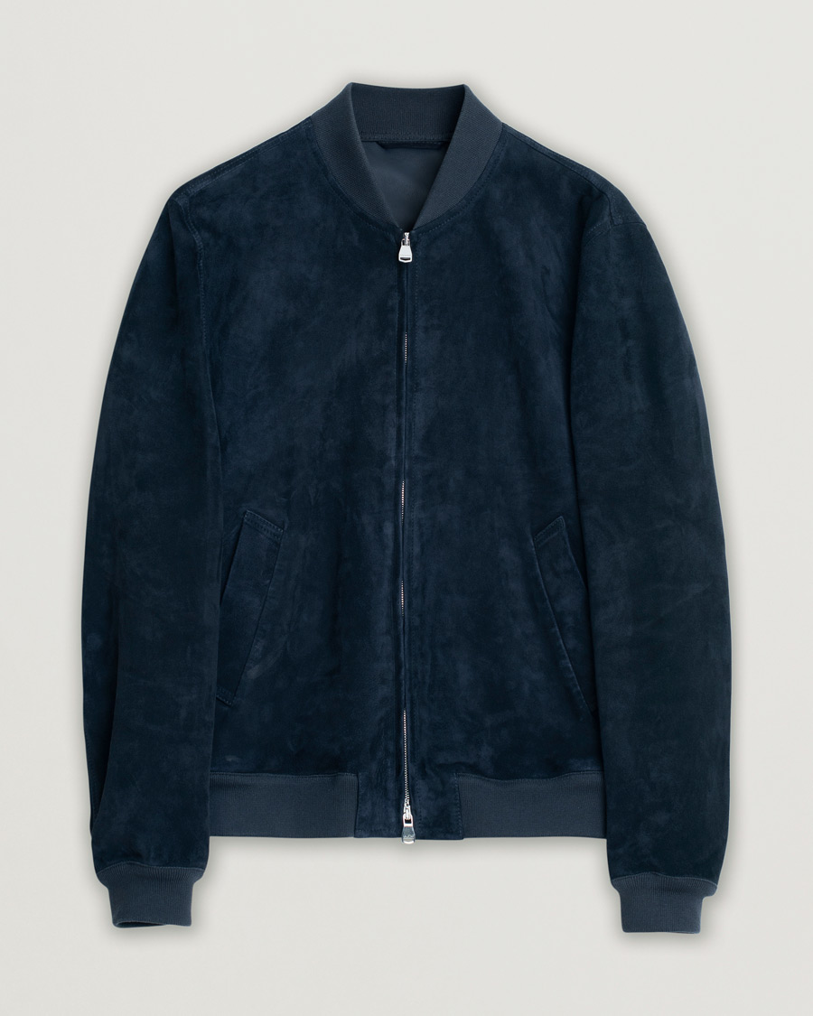 Heren | Jassen | Pre-owned | Valstar Zip Suede Jacket Navy