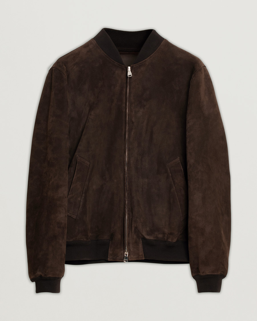 Heren | Jassen | Pre-owned | Valstar Zip Suede Jacket Dark Brown