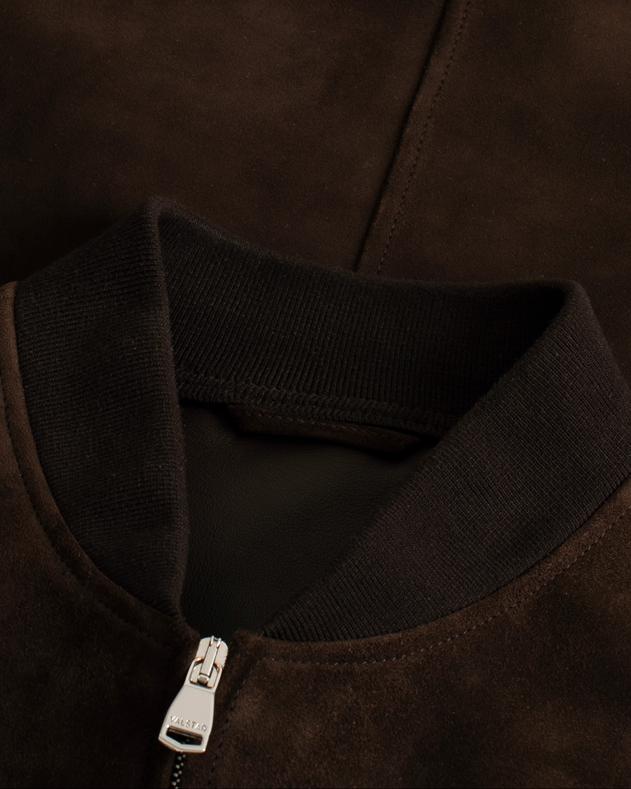 Heren | Jassen | Pre-owned | Valstar Zip Suede Jacket Dark Brown