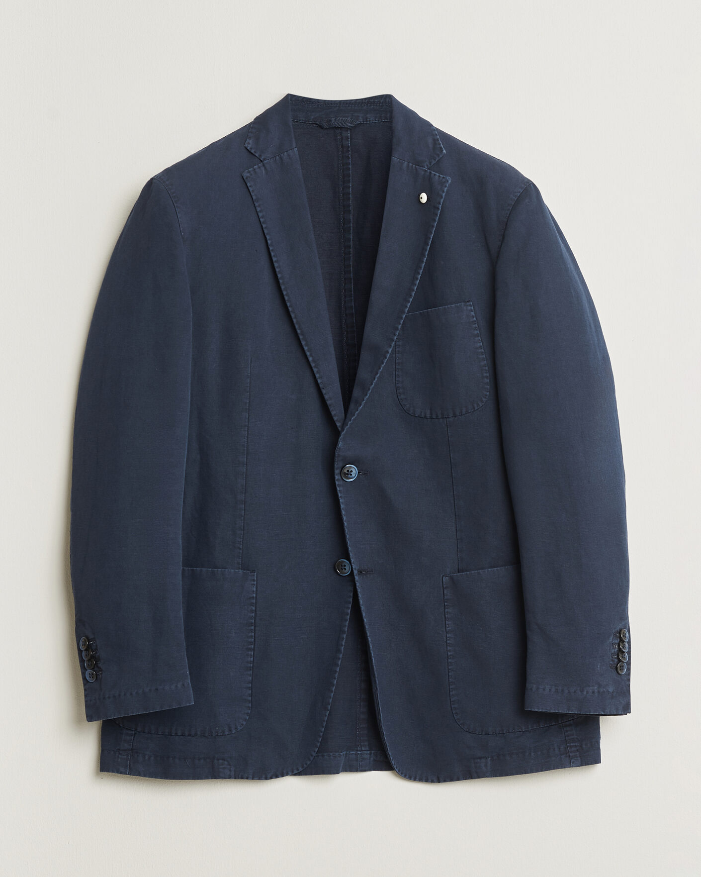 Heren | Pre-owned Blazers | Pre-owned | L.B.M. 1911 Jack Regular Fit Cotton & Linen Blazer Navy 52