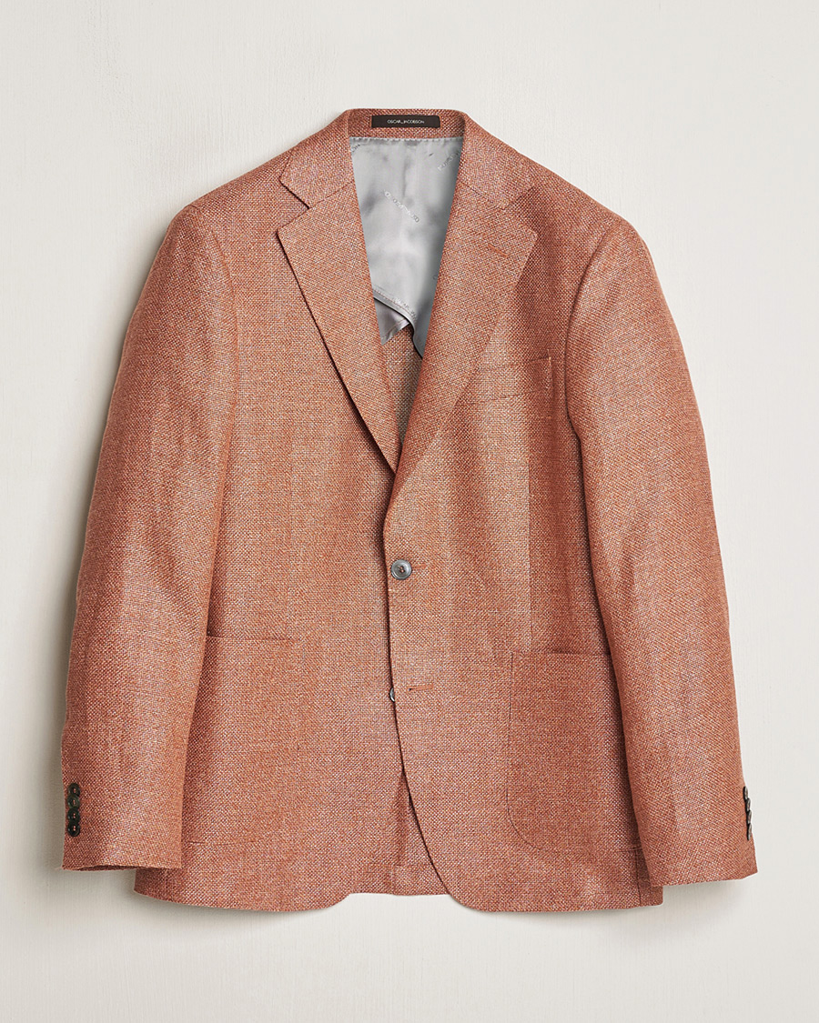 Heren | Pre-owned Blazers | Pre-owned | Oscar Jacobson Ferry Hopsack Hemp/Wool Blazer Orange 54