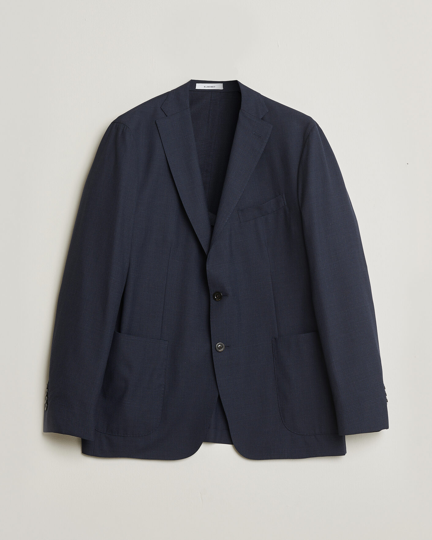 Heren | Pre-owned Blazers | Pre-owned | Boglioli K Jacket Check Wool & Silk Blazer Navy 54