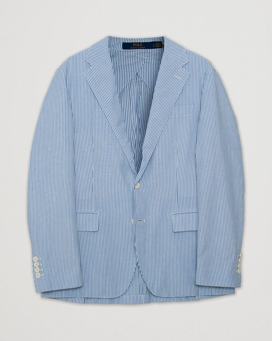 Heren | Blazers | Pre-owned | Polo Ralph Lauren Seersucker Sportcoat Bright Blue