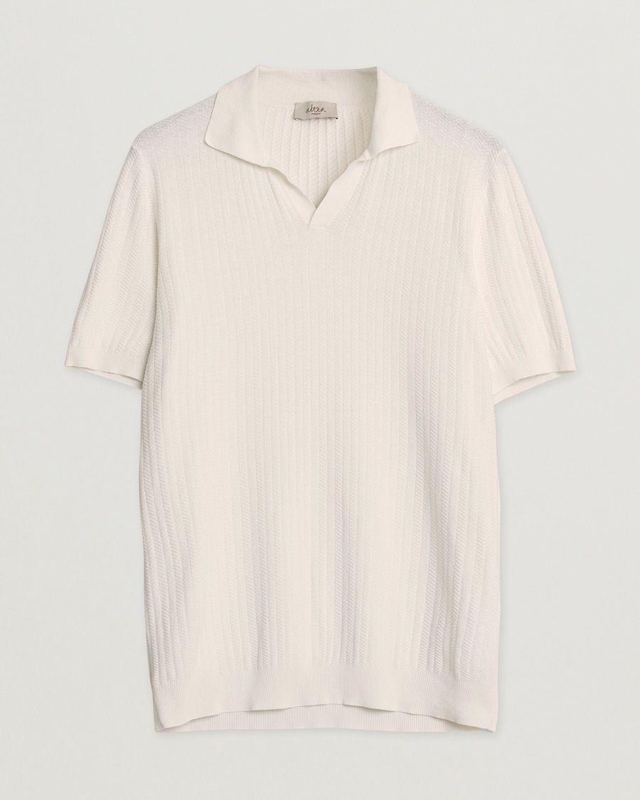 Heren | Polo's | Pre-owned | Altea Knitted Chevron Polo Off White