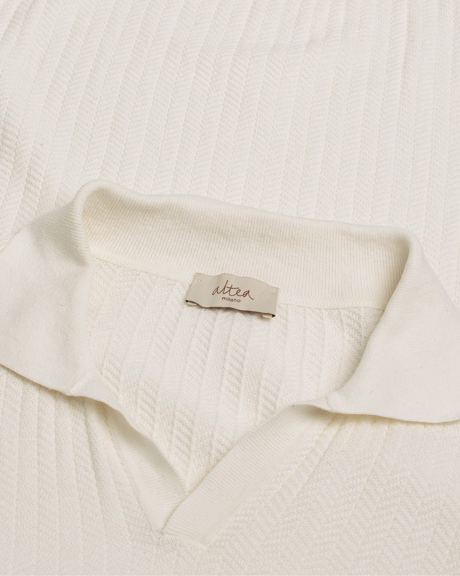 Heren | Polo's | Pre-owned | Altea Knitted Chevron Polo Off White