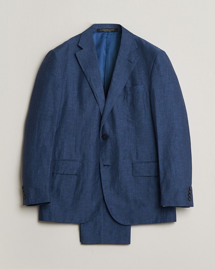 Heren | Pre-owned Pakken | Pre-owned | Corneliani Linen/Wool Blend Suit Blue 52