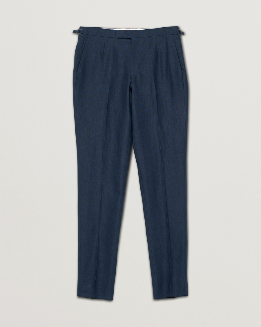 Heren | Broeken | Pre-owned | Anderson & Sheppard Blue Linen Trousers W34