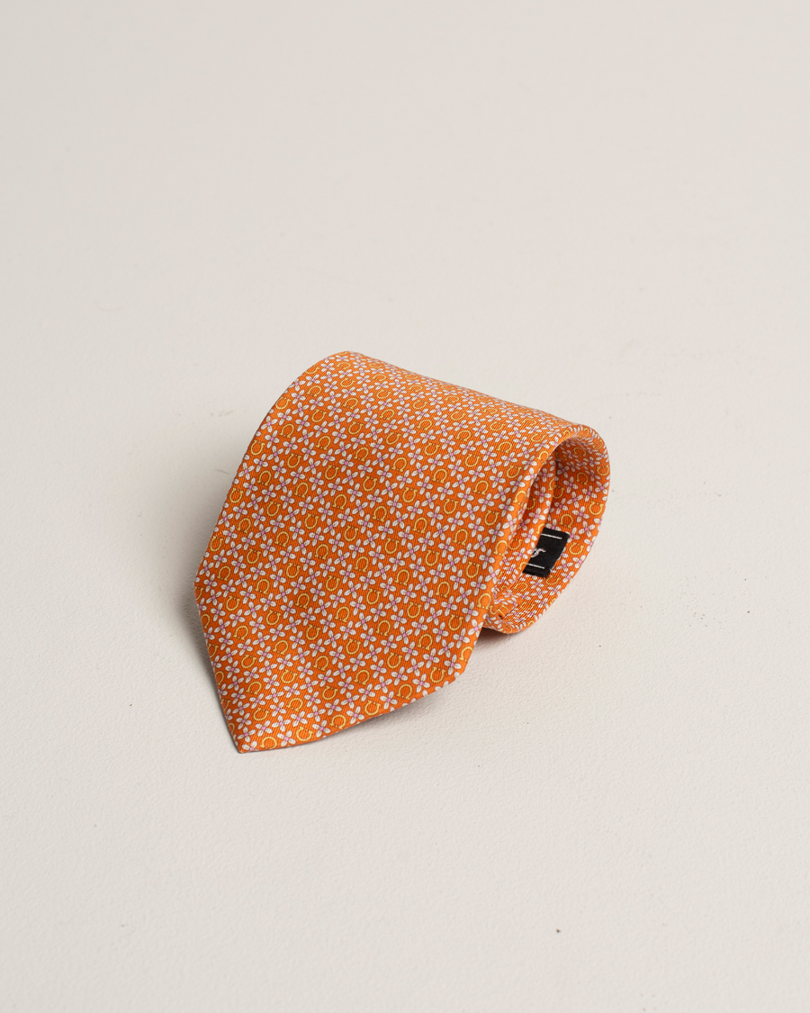 Heren | Ferragamo Monogram Silk Tie Orange | Pre-owned | Ferragamo Monogram Silk Tie Orange