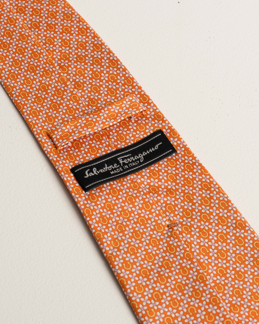 Heren | Ferragamo Monogram Silk Tie Orange | Pre-owned | Ferragamo Monogram Silk Tie Orange