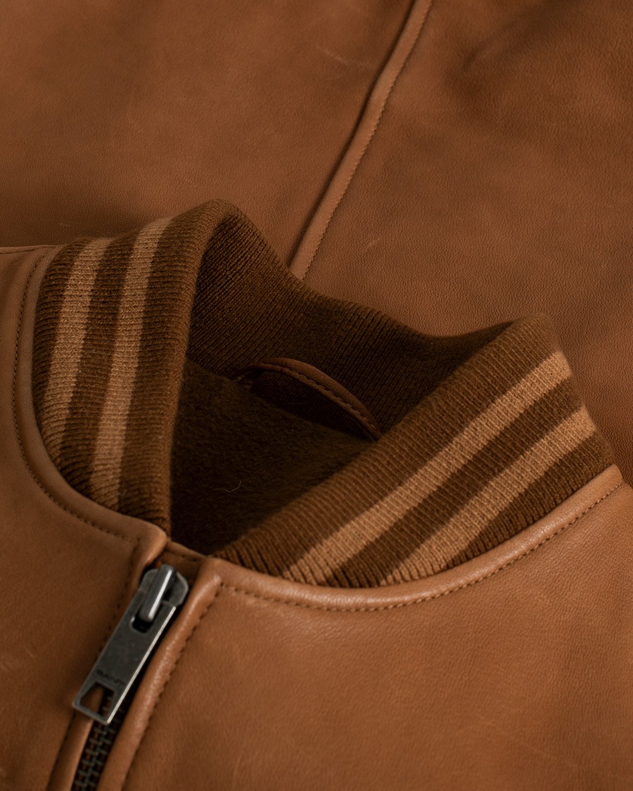 Heren | Pre-owned Jassen | Pre-owned | GANT Leather Varsity Jacket Brown Sugar