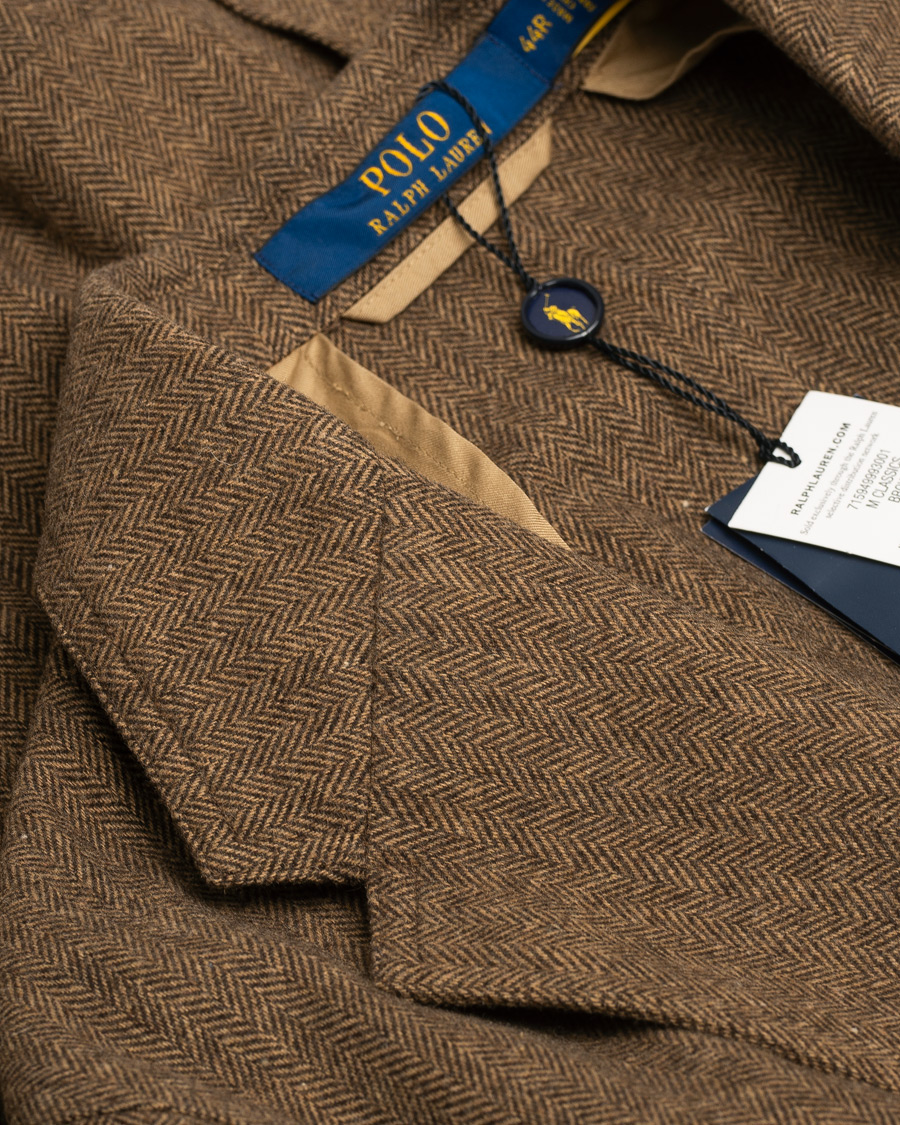 Heren | Blazers | Pre-owned | Polo Ralph Lauren Classic Herringbone Sportcoat Brown/Tan