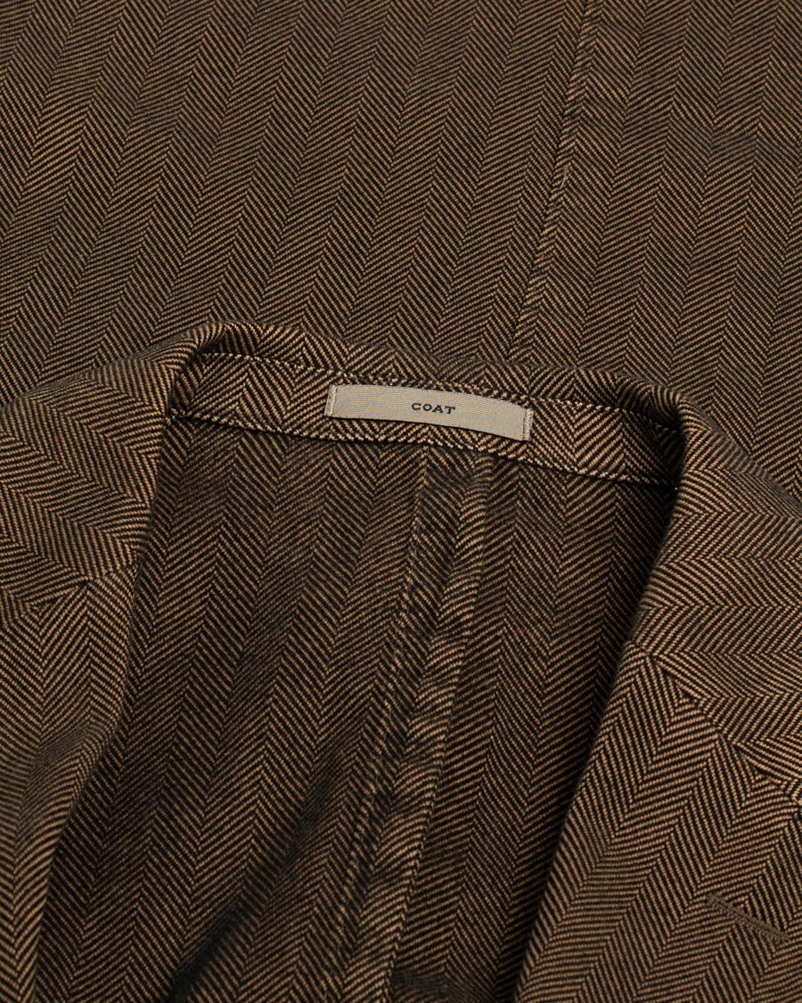 Heren | Blazers | Pre-owned | Boglioli Cotton Herringbone Blazer Brown 54