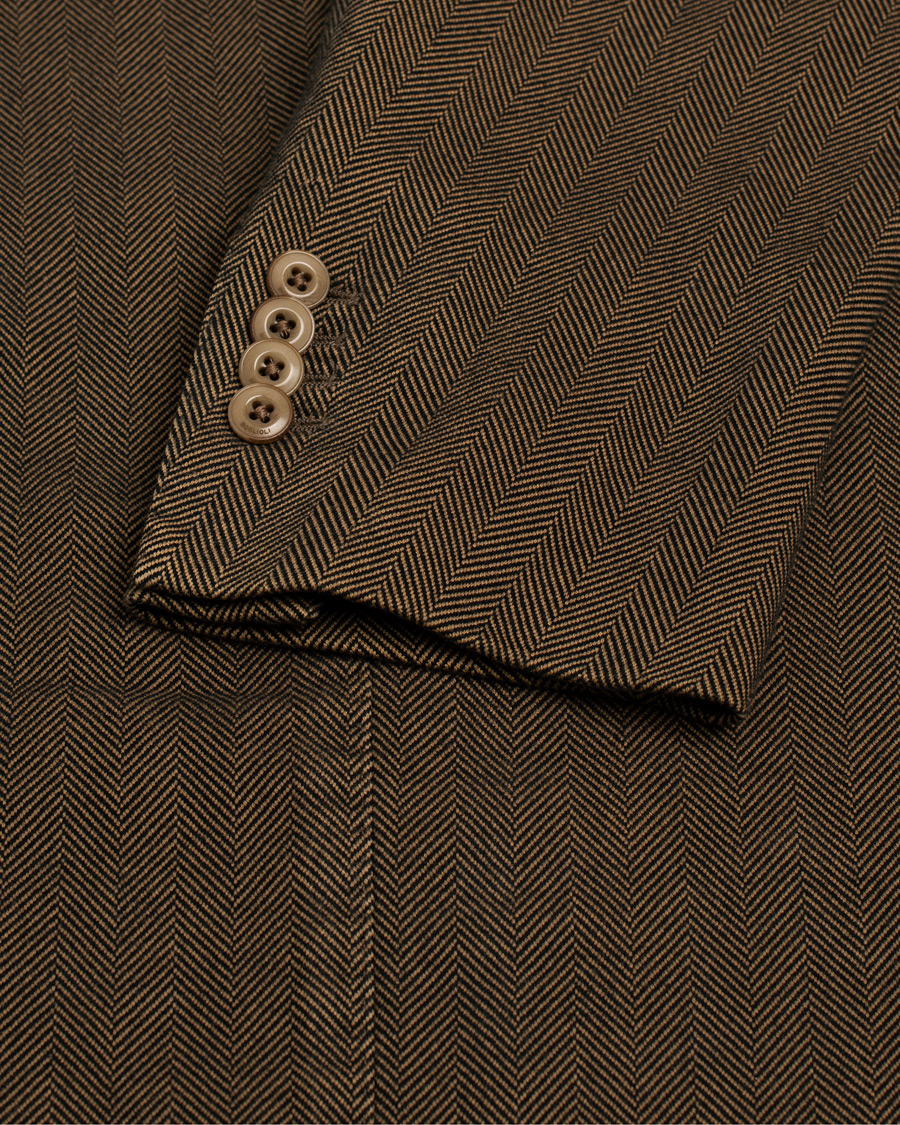 Heren | Blazers | Pre-owned | Boglioli Cotton Herringbone Blazer Brown 54