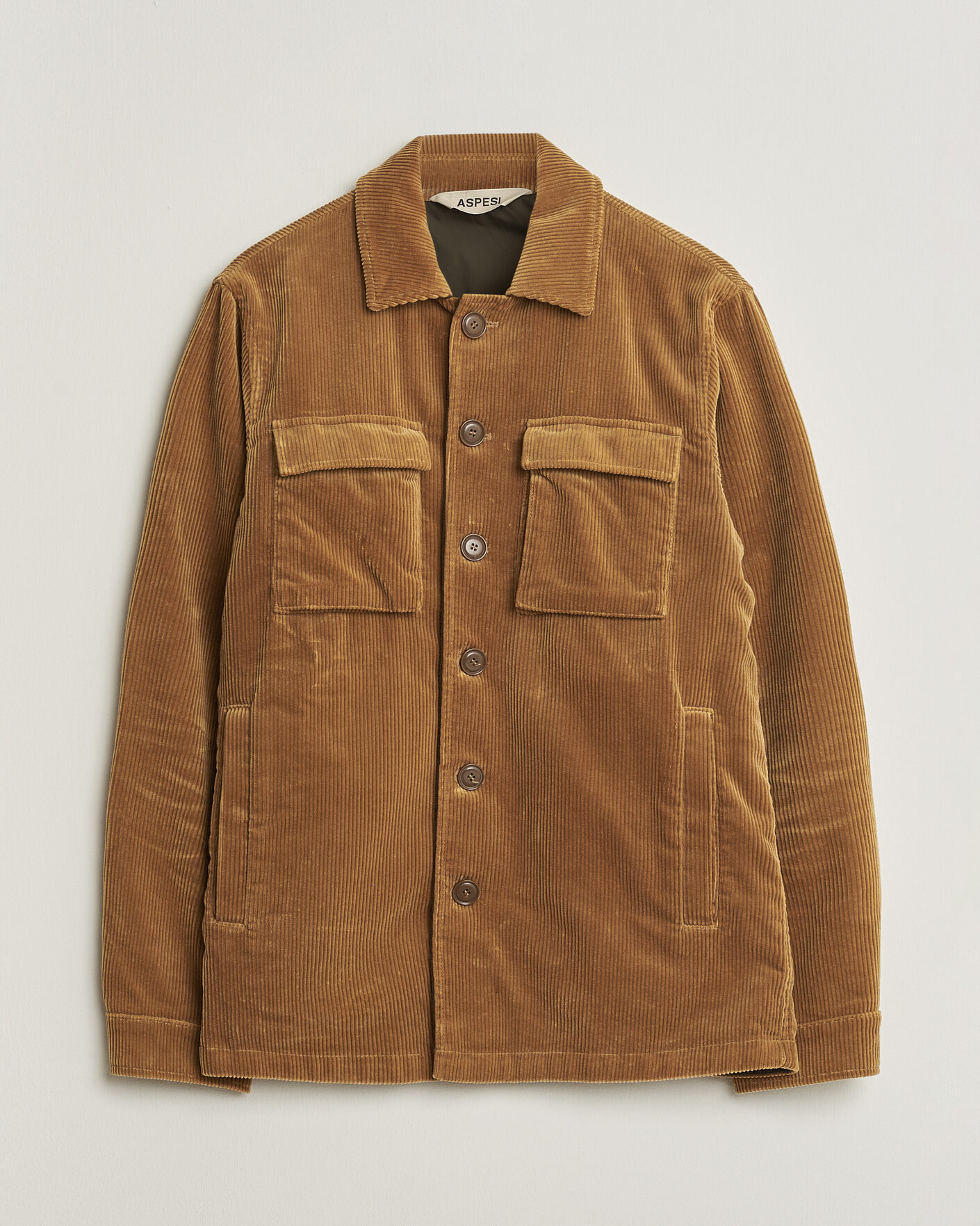 Heren | Pre-owned Jassen | Pre-owned | Aspesi Corduroy Cotton Shirt Jacket Tan L