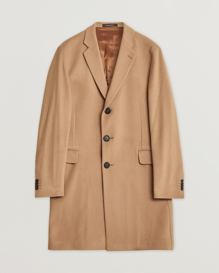 Heren | Oscar Jacobson Snyder Wool/Cashmere Coat Camel 52 | Pre-owned | Oscar Jacobson Snyder Wool/Cashmere Coat Camel 52