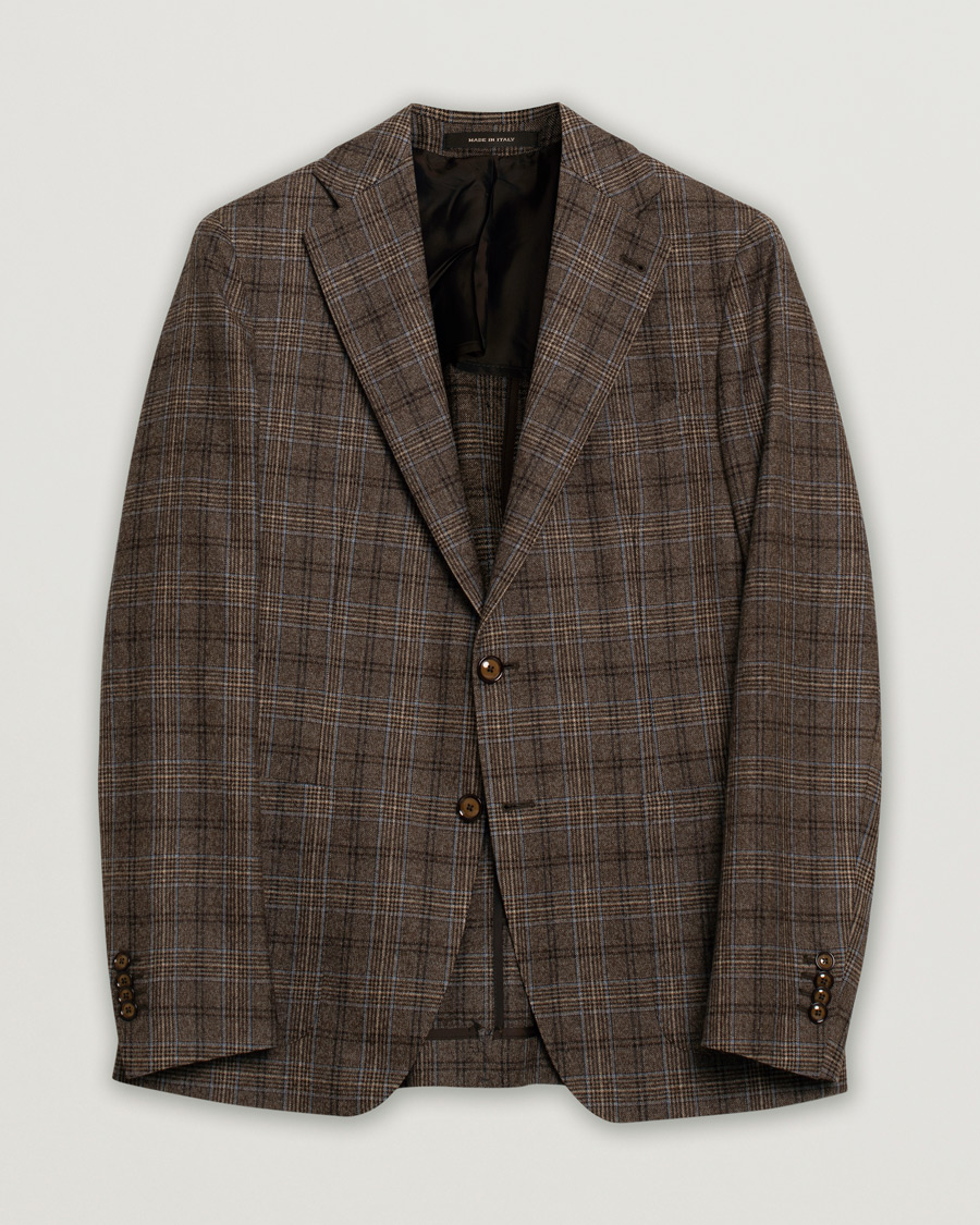 Heren | Blazers | Pre-owned | Tagliatore Check Wool Blazer Brown 48