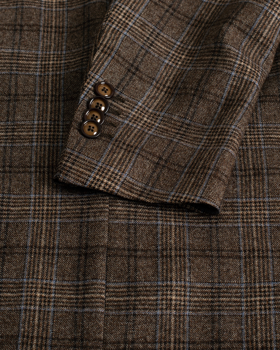 Heren | Blazers | Pre-owned | Tagliatore Check Wool Blazer Brown 48