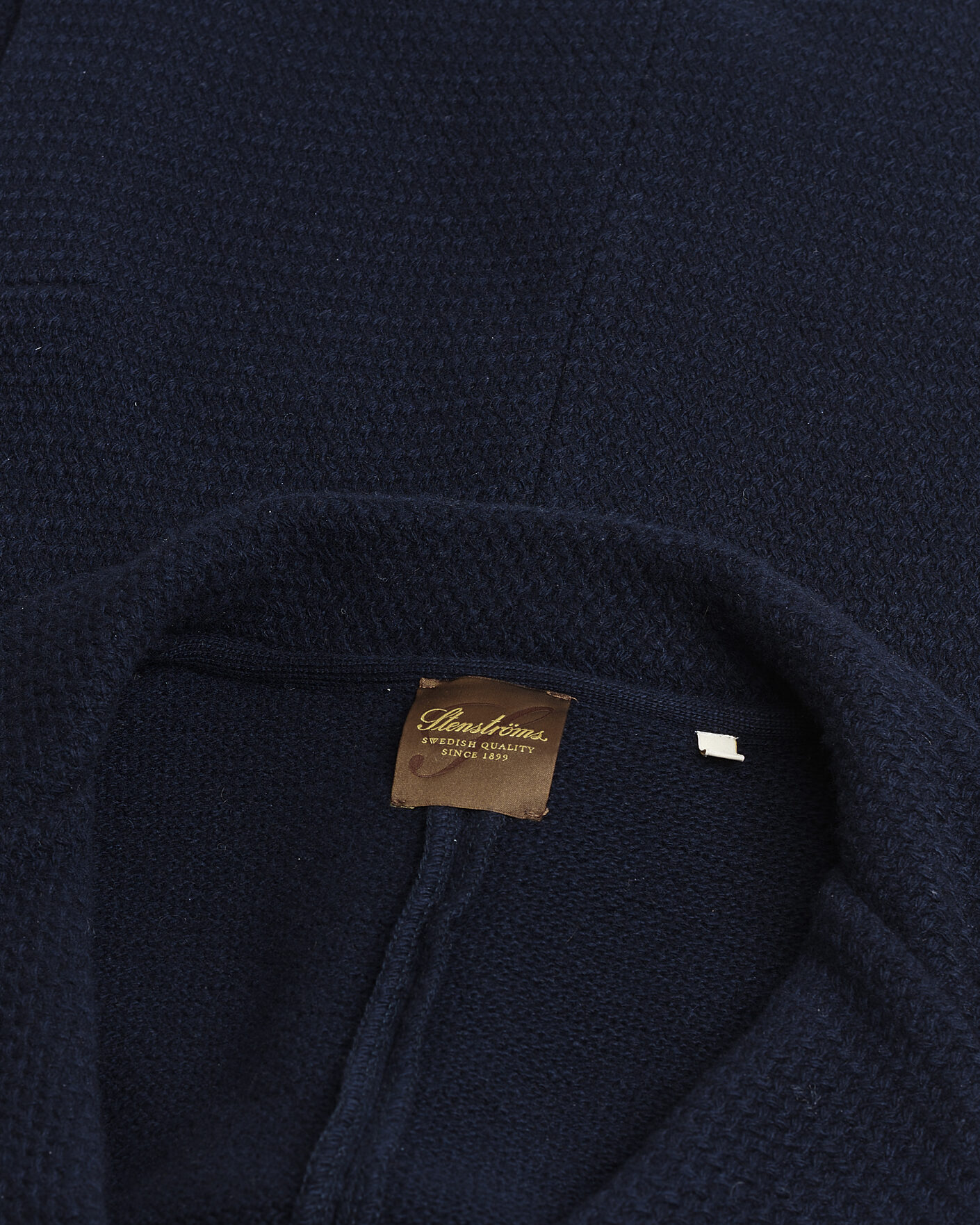 Heren | Pre-owned Blazers | Pre-owned | Stenströms Knitted Textured Merino Wool Blazer Navy M