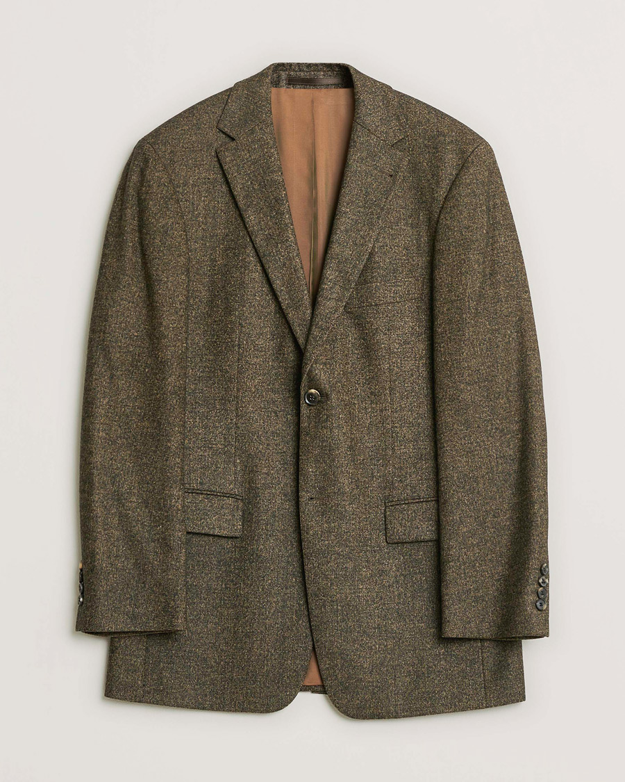 Heren | Pre-owned Blazers | Pre-owned | BOSS Vintage Wool Herringbone Blazer Brown 48