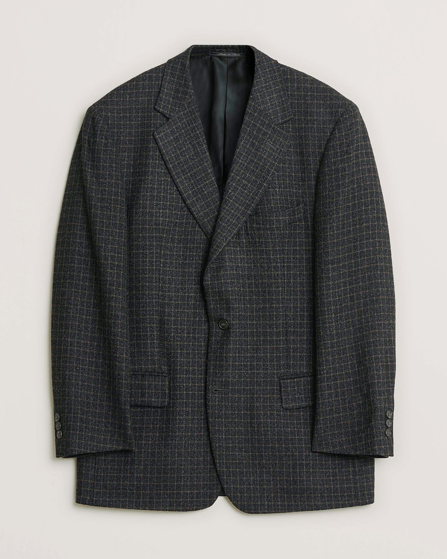 Heren | Pre-owned Blazers | Pre-owned | Ermenegildo Zegna Vintage Wool Checked Blazer Dark Grey 50