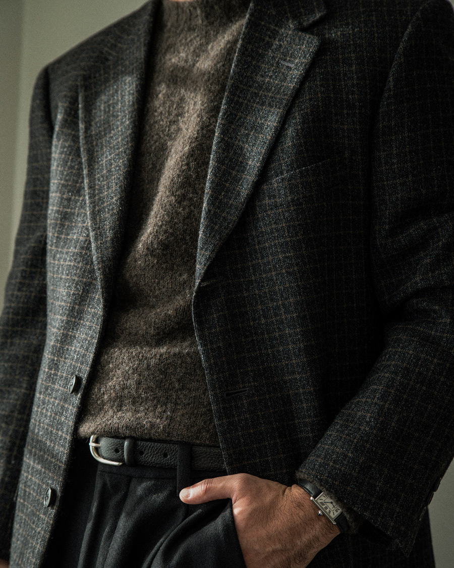 Heren | Pre-owned Blazers | Pre-owned | Ermenegildo Zegna Vintage Wool Checked Blazer Dark Grey 50