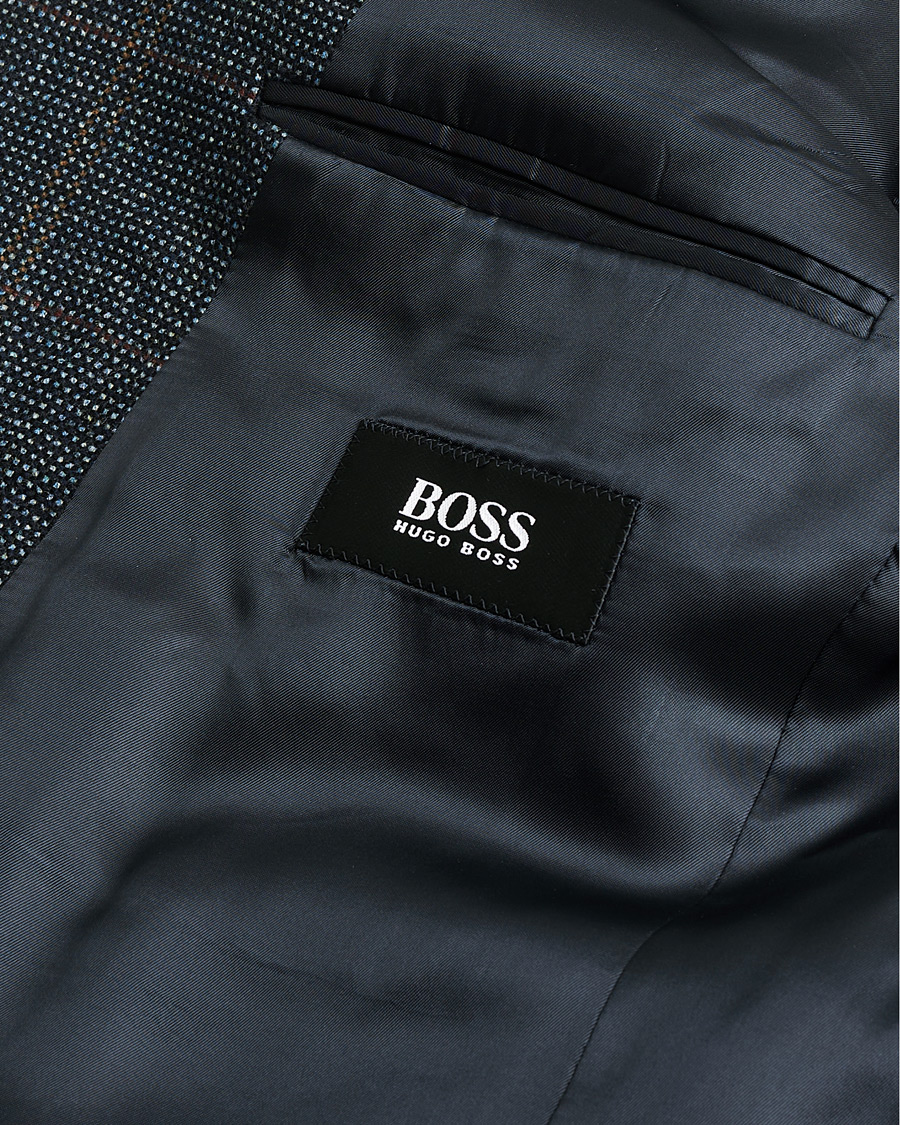 Heren | Pre-owned Blazers | Pre-owned | BOSS Vintage Wool Checked Blazer Navy 48