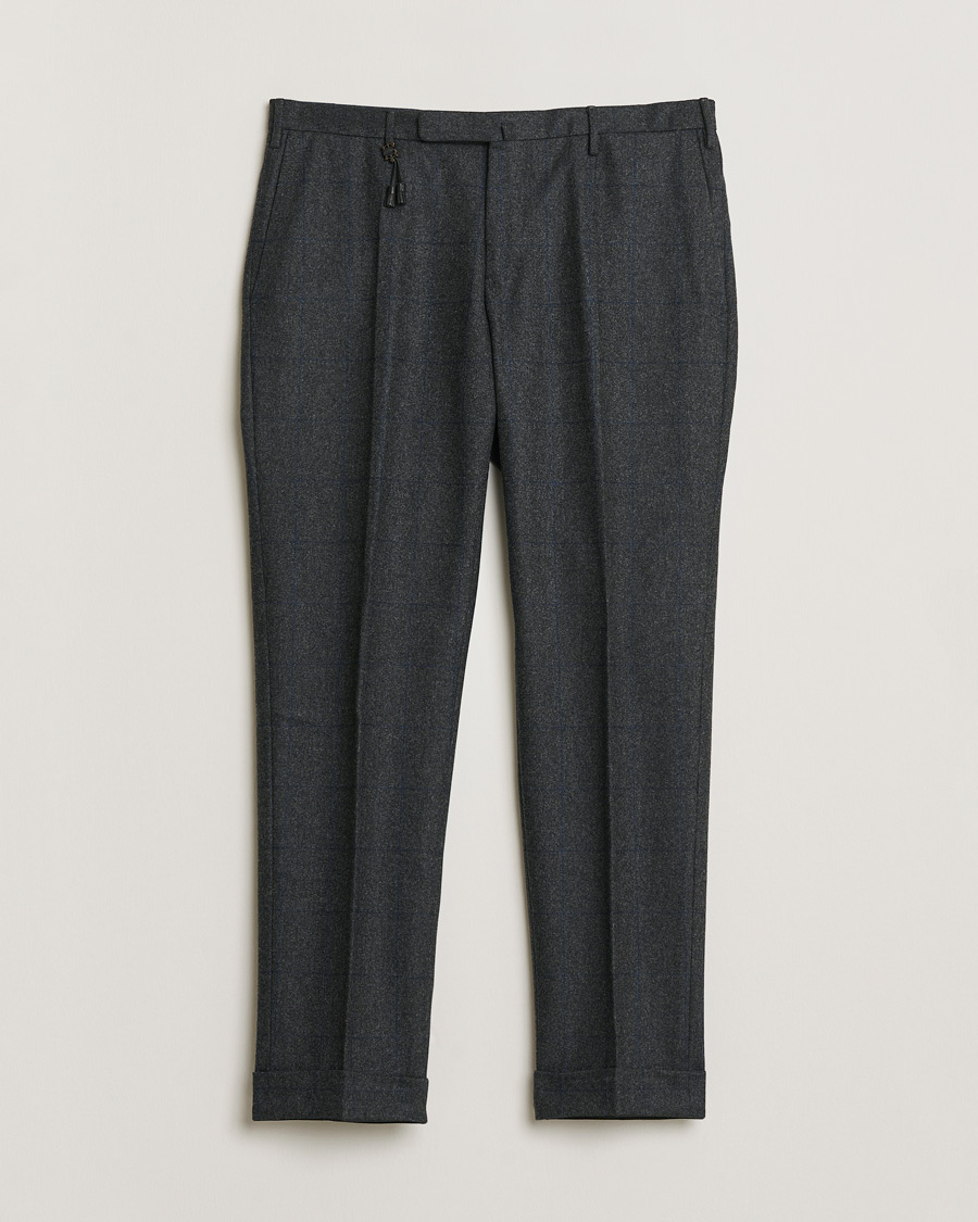 Heren | Pre-owned Broeken | Pre-owned | Incotex Slim Fit Flannel Trousers Dark Grey Check 50