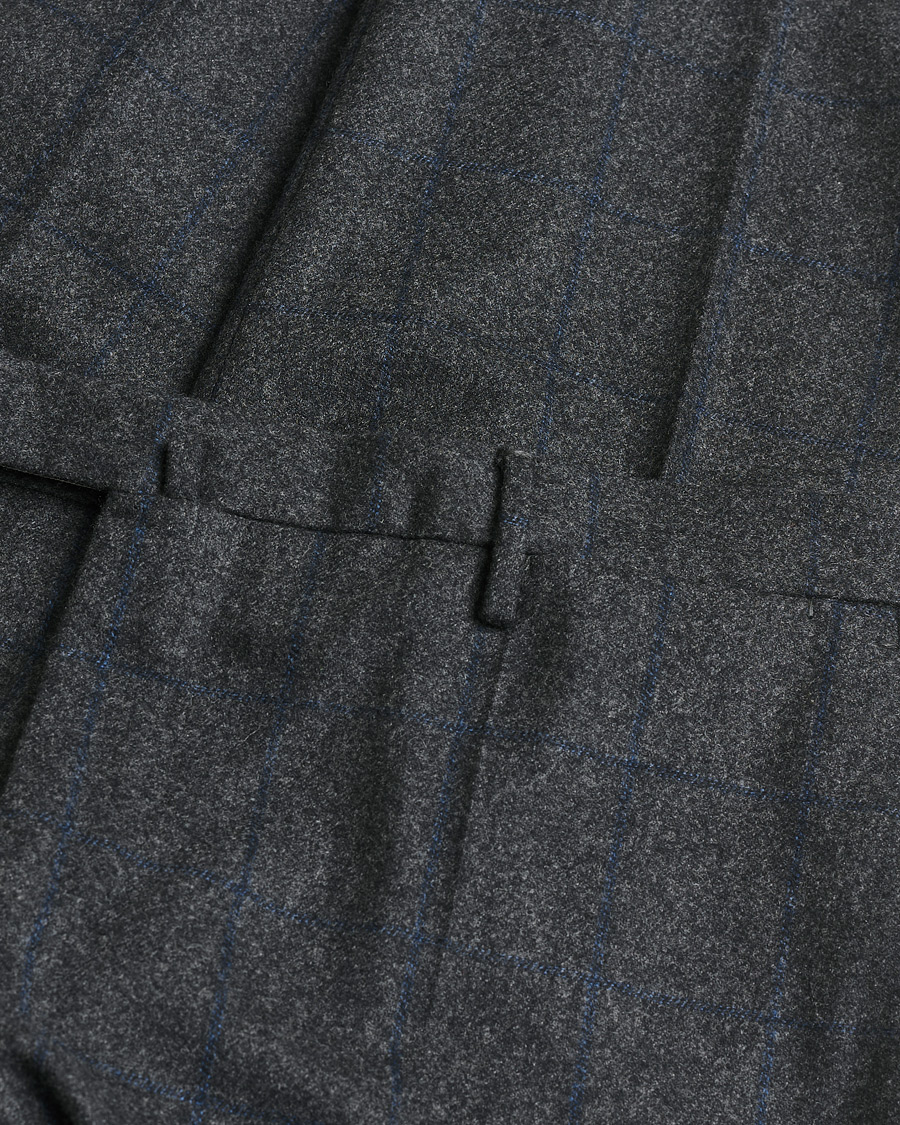 Heren | Pre-owned Broeken | Pre-owned | Incotex Slim Fit Flannel Trousers Dark Grey Check 50