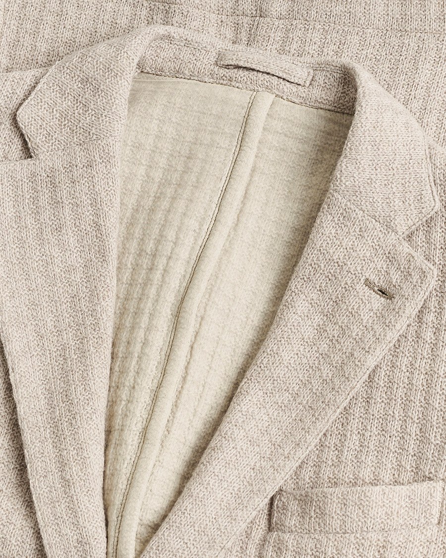 Heren | Pre-owned Blazers | Pre-owned | L.B.M. 1911 Knitted Punto Wool Structure Blazer Camel 54